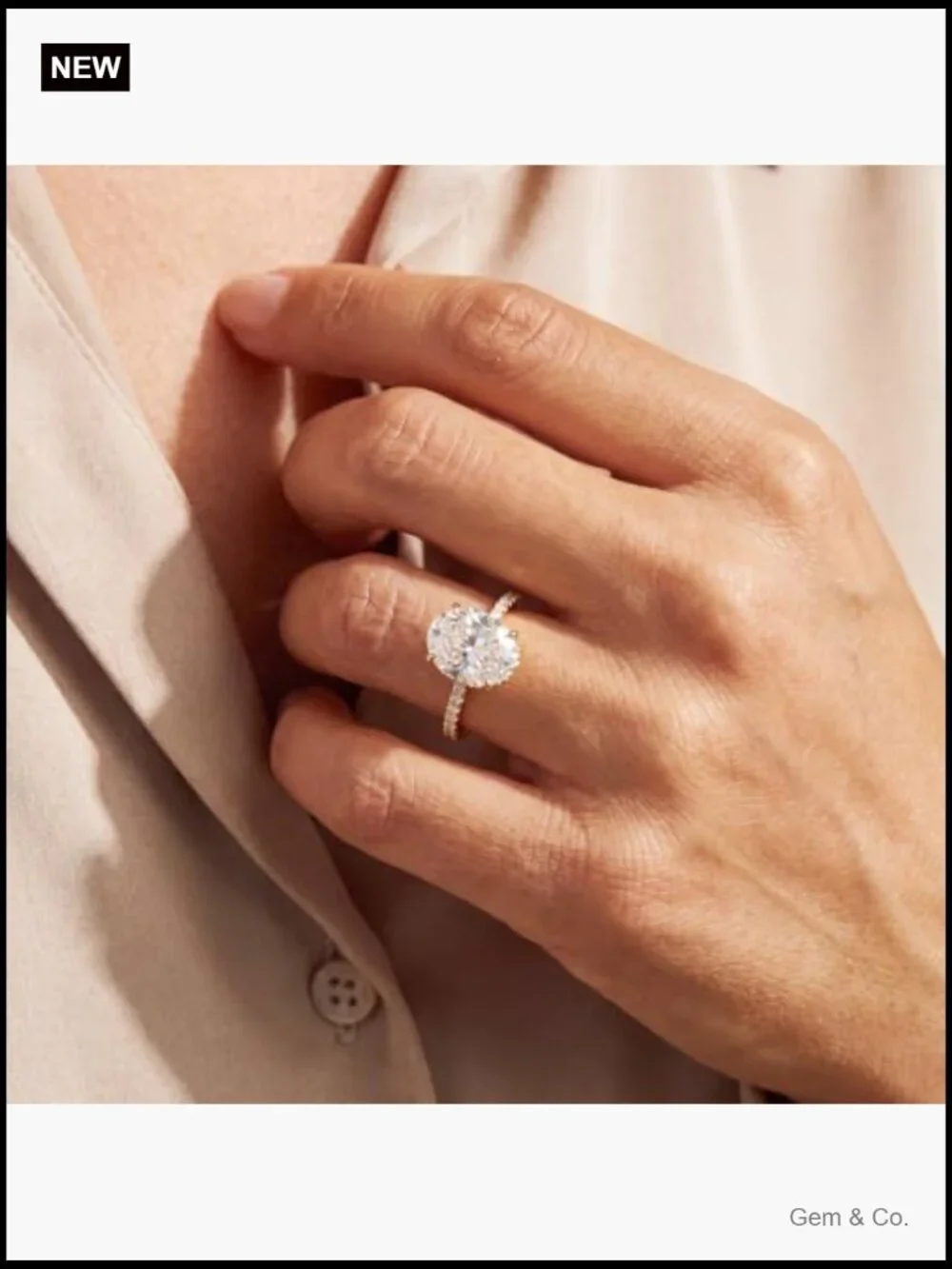 5 Carat Moissanite Solitaire Ring Sterling Silver 18K Gold Plating VVS1